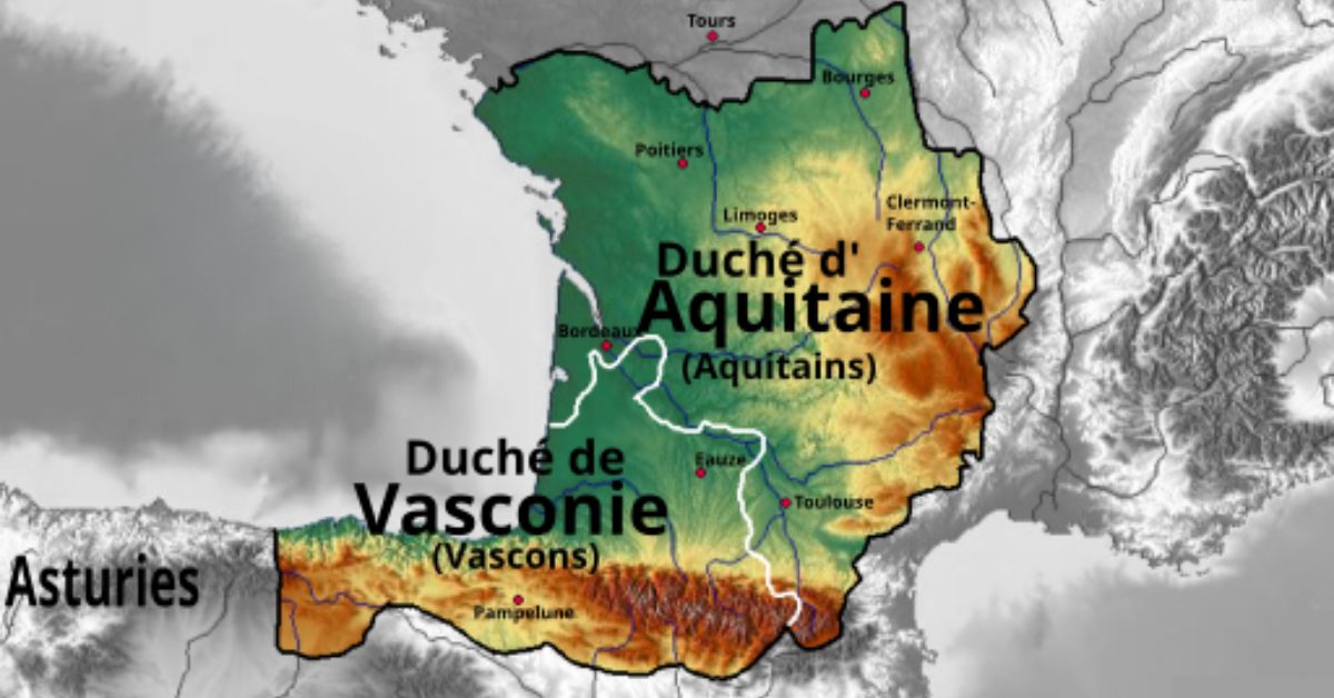 Ducado de Aquitania y Vasconia en el mapa