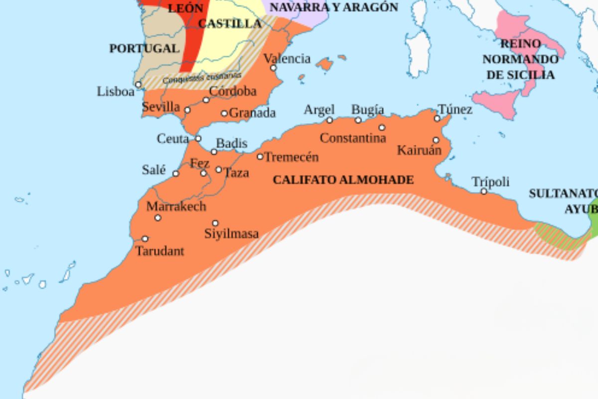 mapa con la expansión del Imperio Almohade