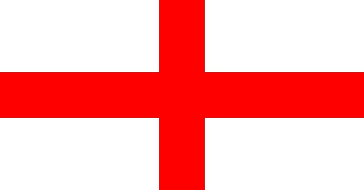 Bandera blanca con una cruz roja en medio que abarca todos los bordes de la bandera.