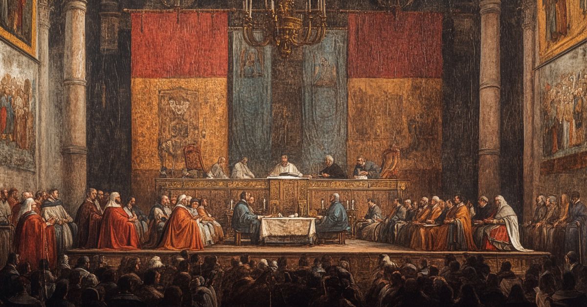 reunión durante la dieta de Roncaglia. Aparecen altos cargos de la sociedad civil y de la Iglesia