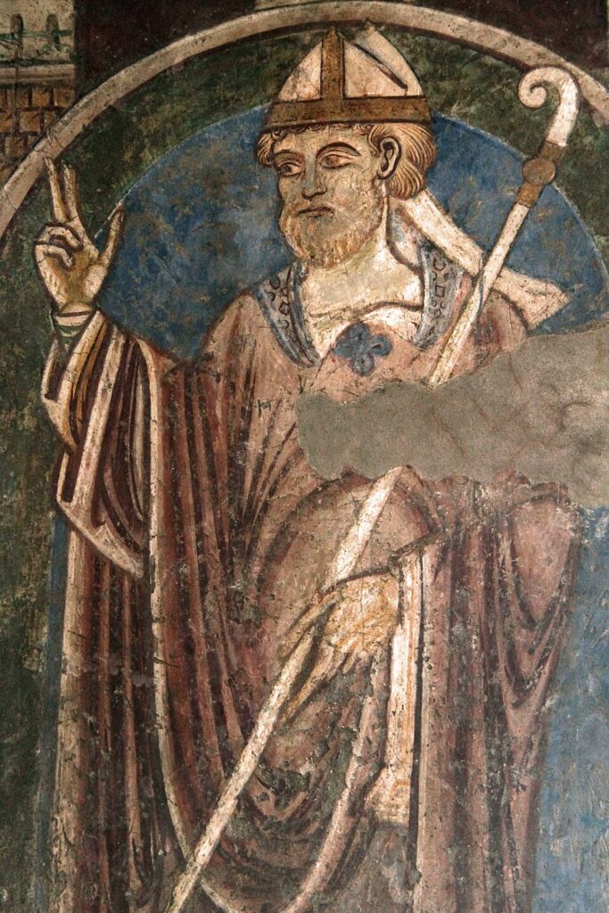 fresco de San Cutberto en la catedral de Durham