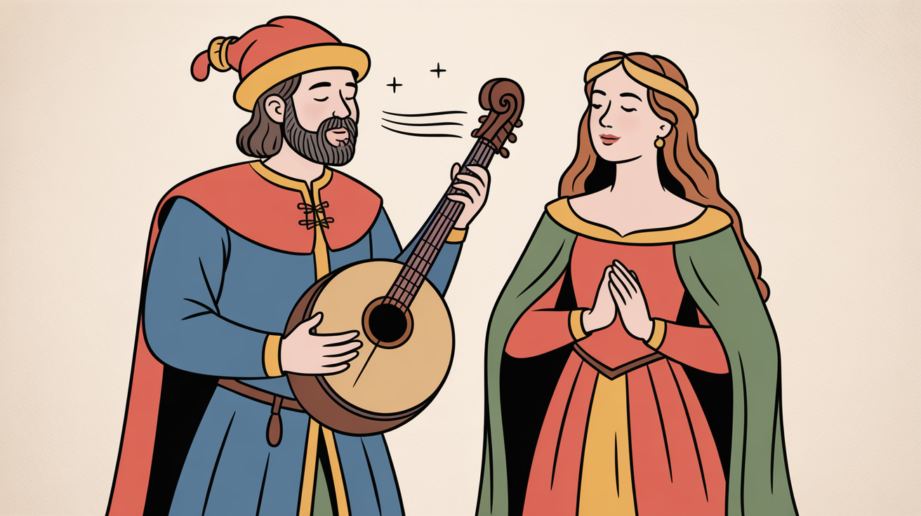 Tovador cantando en idioma provenzal a una mujer noble