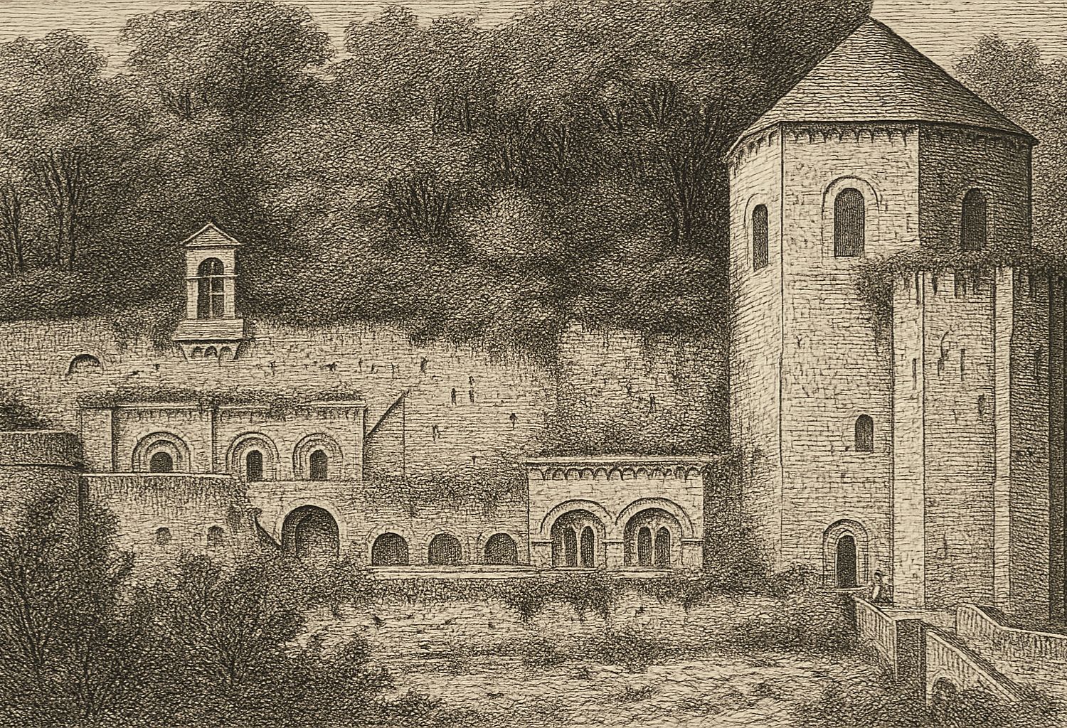 grabado de la abadía de Marmoutier