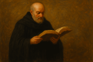 pintura al óleo que representa a Beda el Venerable