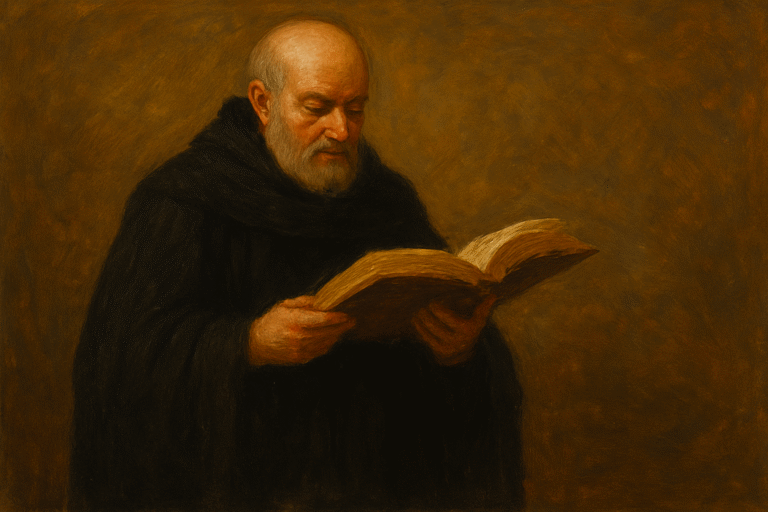 pintura al óleo que representa a Beda el Venerable