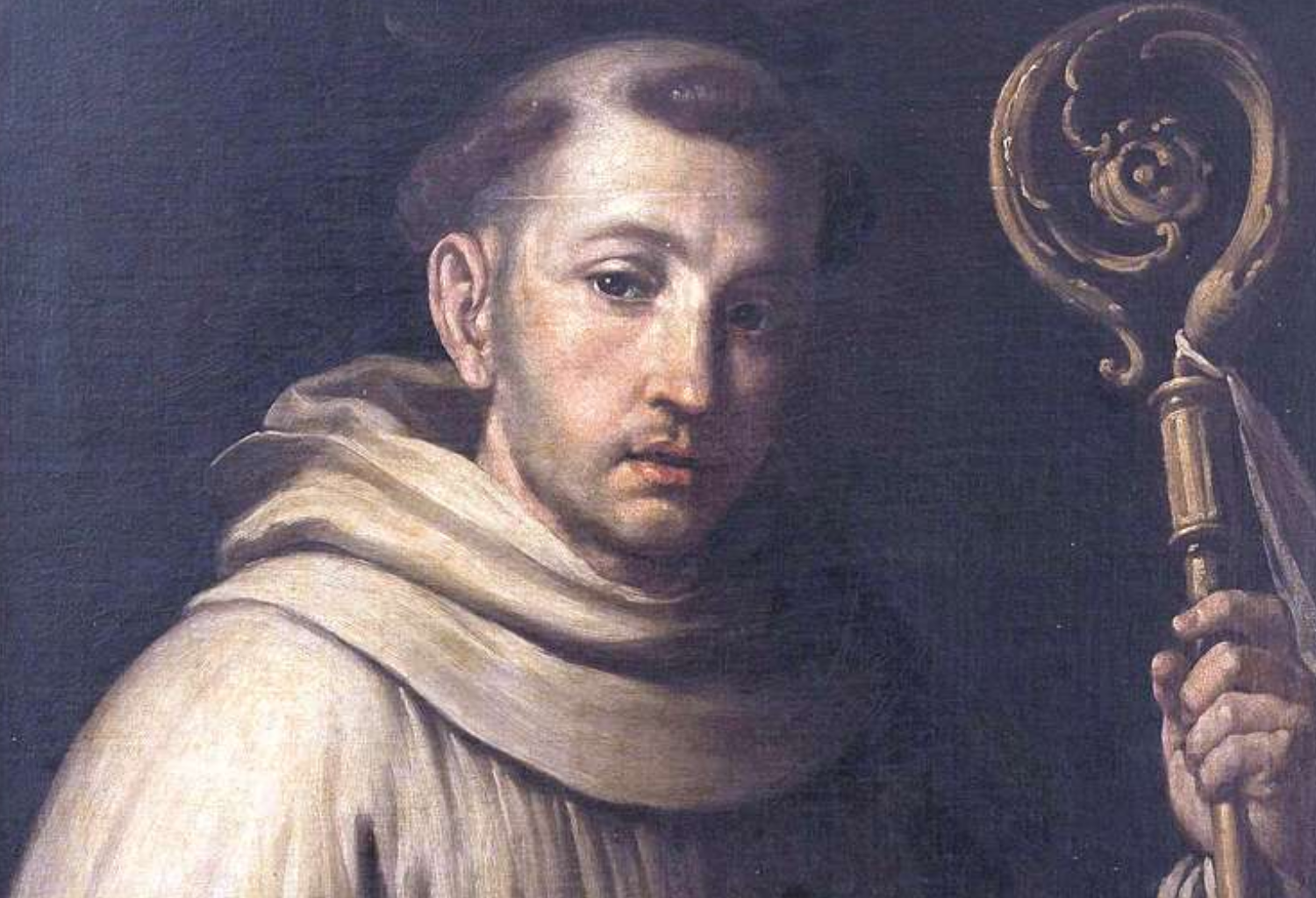 Retrato imaginario en óleo sobre tela de San Bernardo de Claraval pintada por Antonio Palominio (Museo Nacional del Prado)