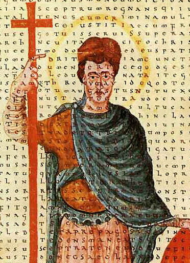 Representación de Luís el Piadoso. Autor: Rabano Mauro. Biblioteca Apostolica Vaticana.
